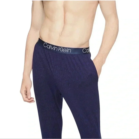 Calvin Klein Ultra Soft Abstract Blue Modal Lounge Jogger Mens Sleepwear Small - Picture 3 of 10